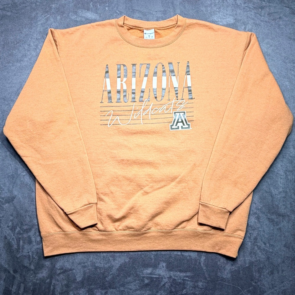 Vtg Champion University of Arizona Wildcats Sweatshirt Sz XL Crewneck Orange Tan